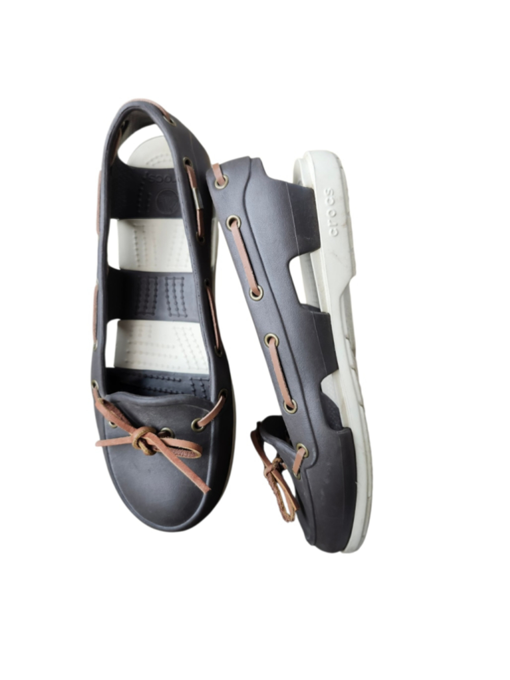 Crocs Beach Line Boat Shoes Espresso Brown Stucco Women's Size 7